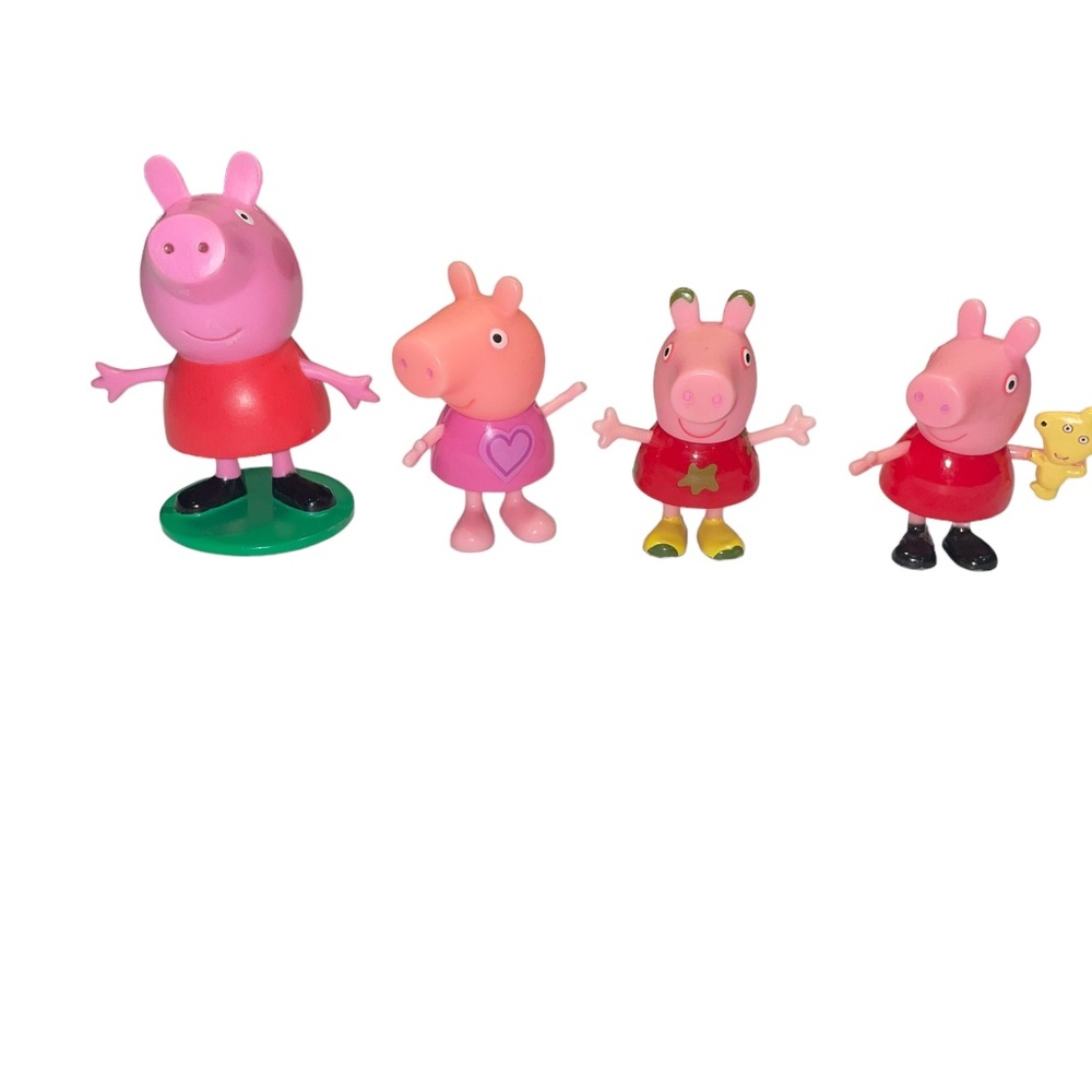 4 PC Lot Peppa Pig Family Figures Peppa Carry Along Carry Friends Muddy Puddles